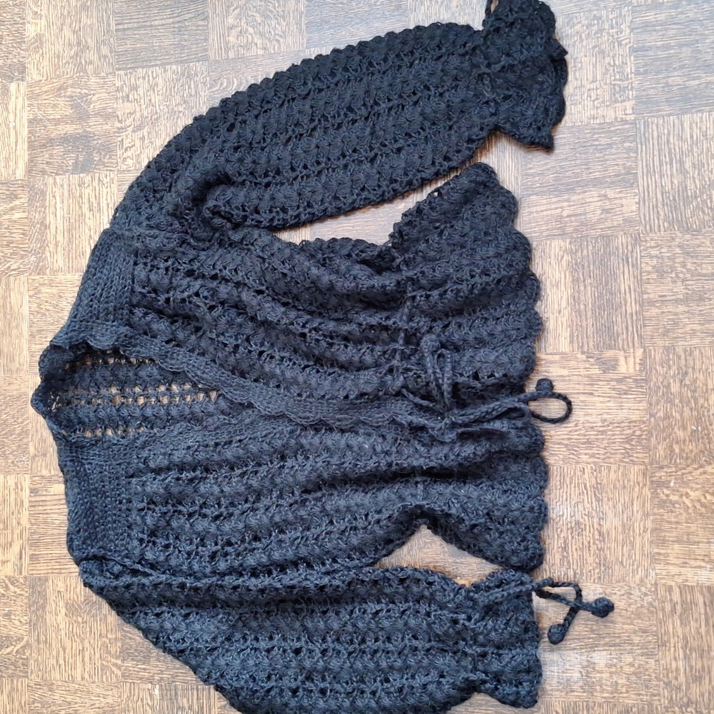 Black Crochet Knit Skirt Set, Vintage - Picture 2 of 7